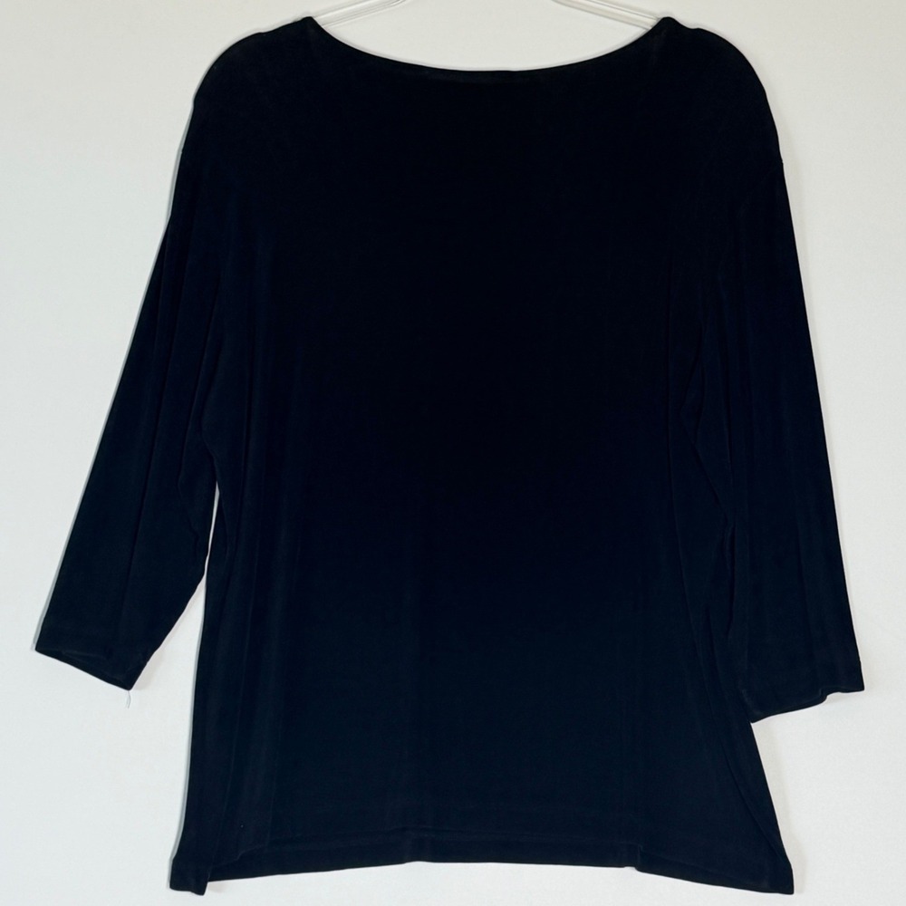 Chico's Travelers Black 3/4 Sleeve Scoop Neck Top Large - Picture 5 of 7